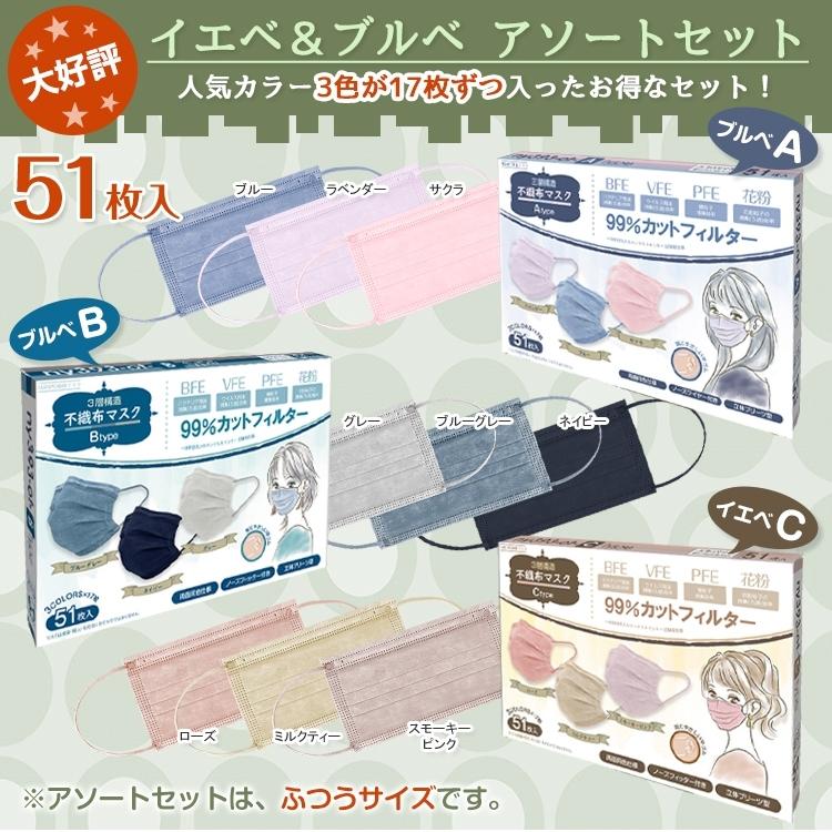 血色マスク 50枚入り 不織布マスク 使い捨て 3総構造 おしゃれマスク マスク カラー 普通サイズ 小さめサイズ |  | 07