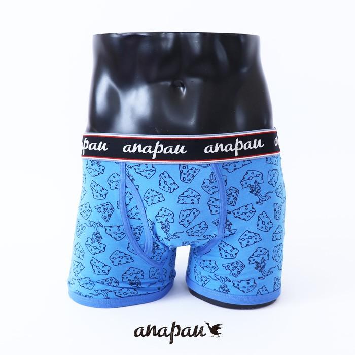 anapau アナパウ チーズとマウス 男性下着 BLUE ボクサーパンツ ブルー 下着 メンズ ギフト プレゼント バレンタイン | 