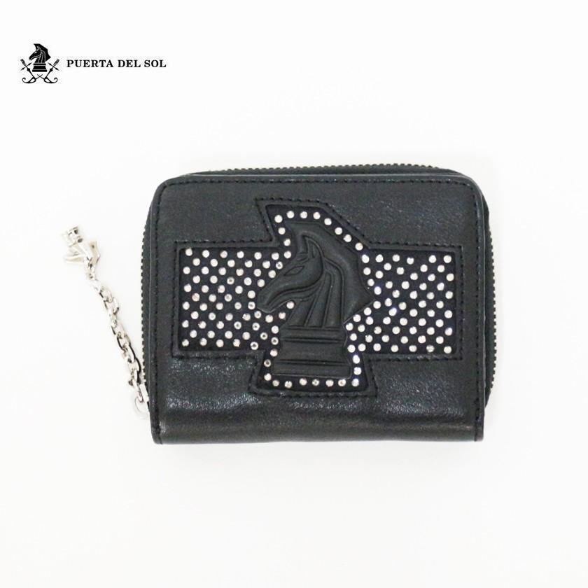 PUERTA DEL SOL プエルタデルソル ラインストーンナイトハーフウォレット ウォレット 本革 レザー 財布 | PUERTA DEL SOL