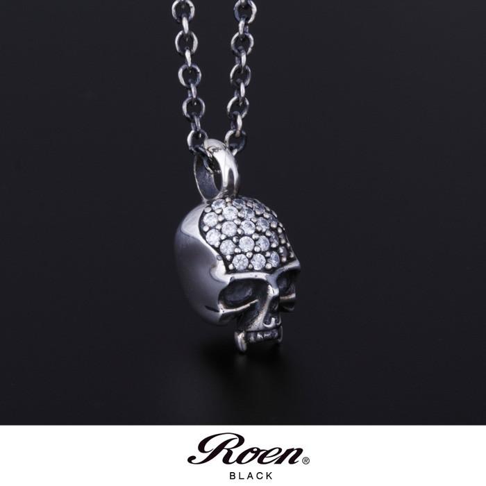 ロエンブラック Roen BLACK シルバー ジルコニアパヴェ スカルペンダント ネックレス | Roen