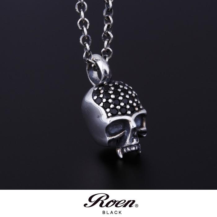 Roen BLACK ロエンブラック シルバー925 ジルコニアパヴェ スカルペンダント ネックレス | Roen