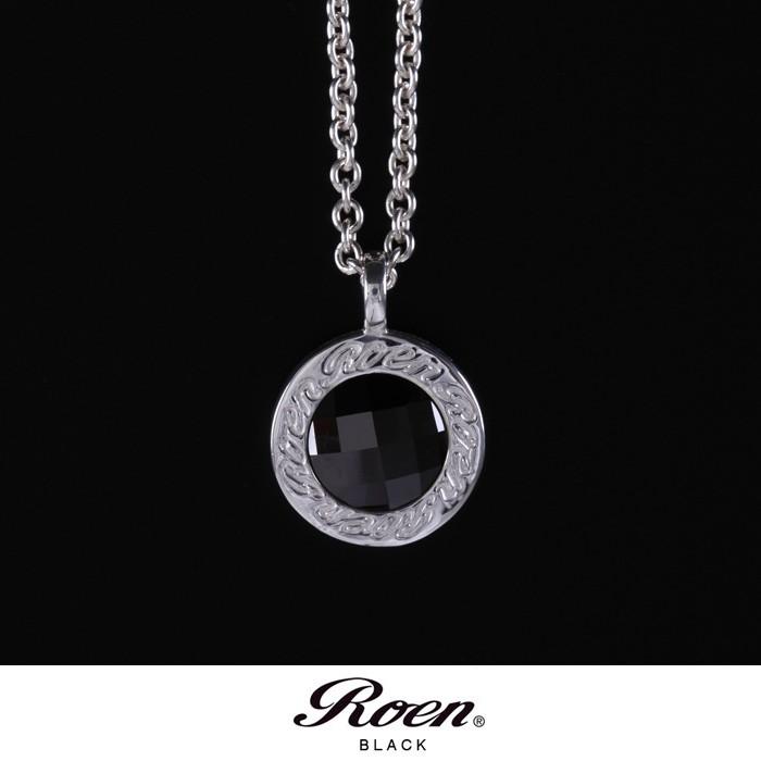 Roen BLACK ロエンブラック シルバー ジルコニア サークルペンダント チェーンネックレス | Roen