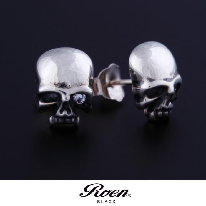 Roen BLACK ロエンブラック ジルコニア スカルスタッドピアス | Roen