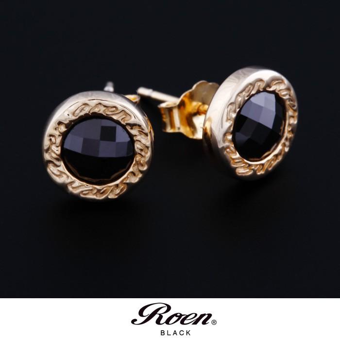 Roen BLACK ロエンブラック ジルコニア サークルスタッドピアス ゴールド ブラック | Roen