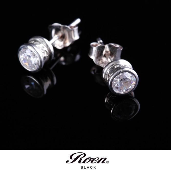 Roen BLACK ロエンブラック ジルコニアスタッドピアス シルバー クリア | Roen