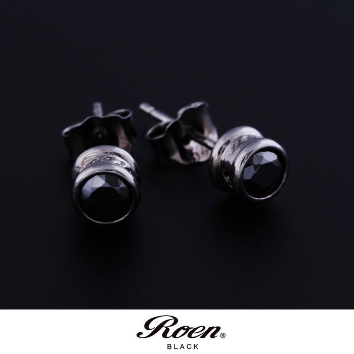 Roen BLACK ロエンブラック ユニセックス ジルコニアスタッドピアス ブラック | Roen