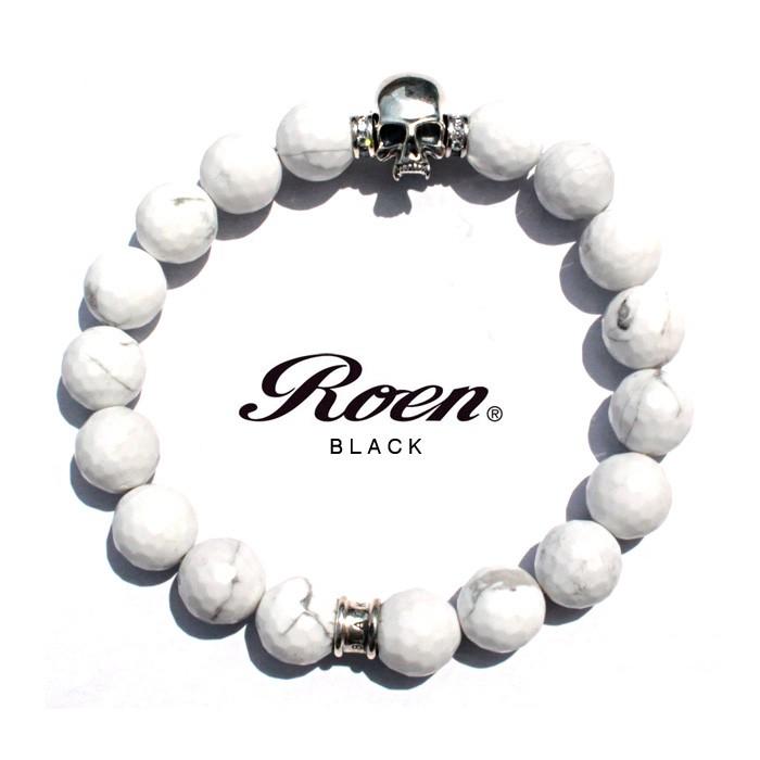 RoenBLACK ロエンブラック ハウライト ブレスレット メンズ パワーストーン 天然石 スワロフスキー スカル SILVER925 | Roen