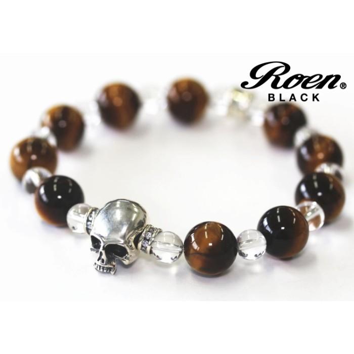 RoenBLACK ロエン アクセサリー タイガーアイ クリスタル スカル ユニセックス 数珠 パワーストーン ブレスレット メンズ | Roen