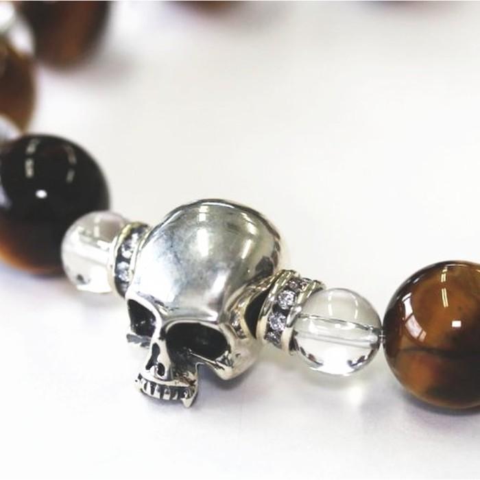 RoenBLACK ロエン アクセサリー タイガーアイ クリスタル スカル ユニセックス 数珠 パワーストーン ブレスレット メンズ | Roen | 01