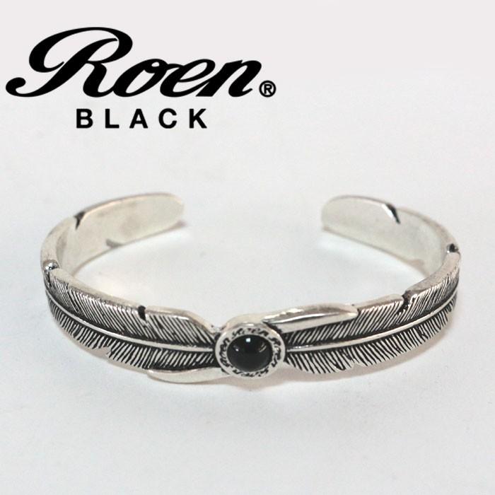 Roen BLACK ロエンブラック フェザーバングル オニキス ブレスレット ro-301 シルバー アクセサリー メンズ | Roen