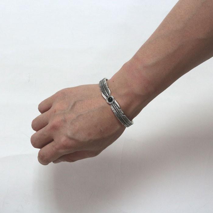 Roen BLACK ロエンブラック フェザーバングル オニキス ブレスレット ro-301 シルバー アクセサリー メンズ | Roen | 03