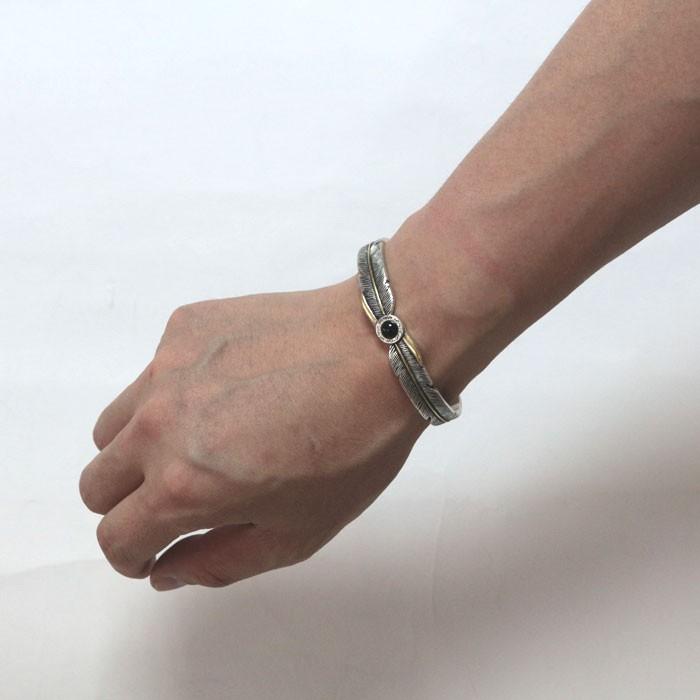 Roen BLACK ロエンブラック フェザーバングル オニキス シルバー×ゴールド ro-303 | Roen | 03