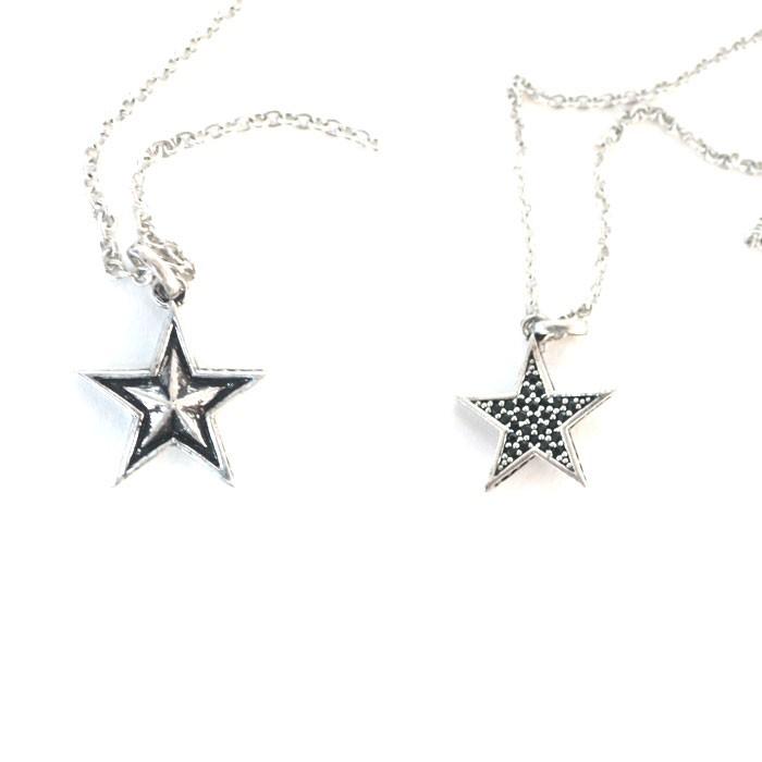 Roen BLACK ロエンブラック スターパヴェネックレス ブラックキュービックジルコニア ro-602   星 アクセサリー メンズ シルバー | Roen | 01