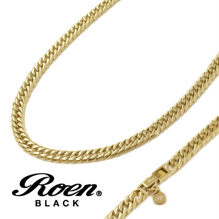 Roen BLACK ロエンブラック ６面ダブルキヘイネックレス 60cm RO-922 ステンレス ゴールド 金 喜平 ネックレス ユニセックス | Roen