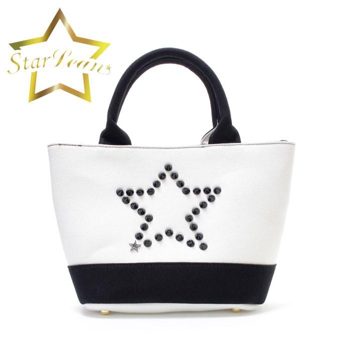 スターリアン StarLean スター スタッズ ミニキャンパス トートバッグ ユニセックス ほし ホワイト 白 | 