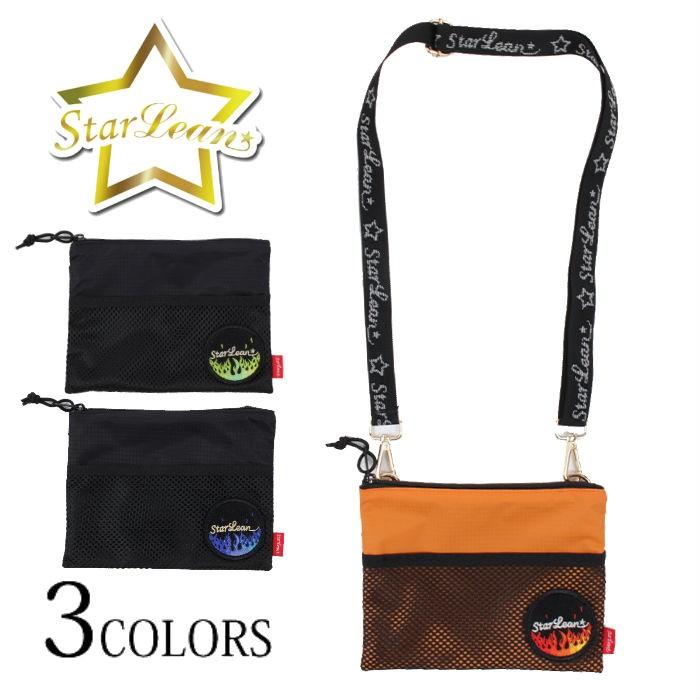 スターリアン StarLean ファイヤーワッペンサコッシュ バッグ かばん 炎 ストリート フレイム コンパクト ショルダー | 