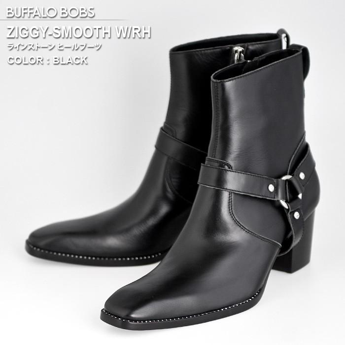 BUFFALO BOBS バッファローボブズ ZIGGY-SMOOTH カウレザー ラインストーン ヒールブーツ レザーブーツ | 