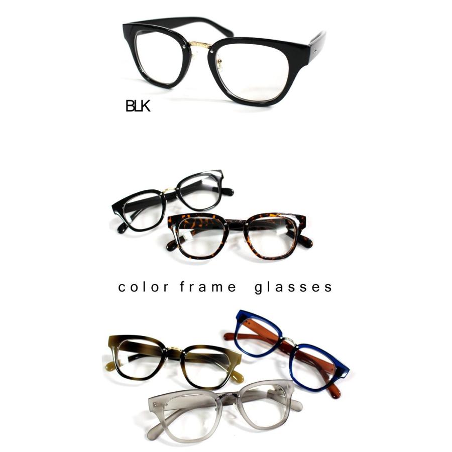 カラーフレーム デザインメガネ ウェリントン ゴールド グレー ネイビー メンズ レディース 伊達 眼鏡 紫外線 UV |  | 02