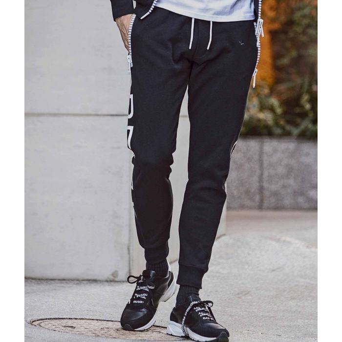 【Lサイズ】1PIU1UGUALE3 パンツ　ブラック　サイドロゴ 1PIU1UGUALE3 RELAX ウノピゥウノウグァーレトレ ビッグファスナー