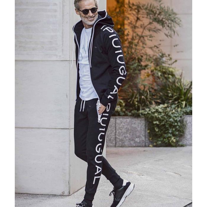 【Lサイズ】1PIU1UGUALE3 パンツ　ブラック　サイドロゴ 1PIU1UGUALE3 RELAX ウノピゥウノウグァーレトレ ビッグファスナー