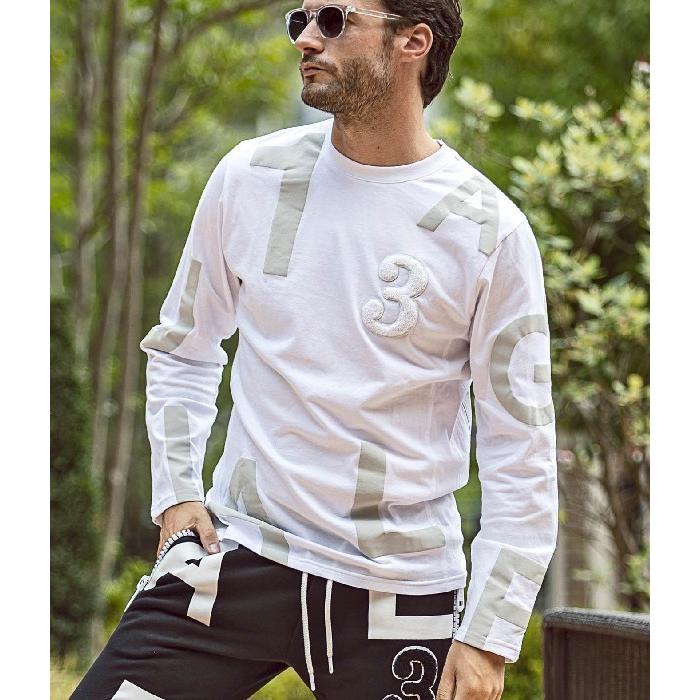 美品　1piu1uguale3 sport 長袖Tシャツ 1PIU1UGUALE3 RELAX ウノピゥウノウグァーレトレ ランダムロゴ