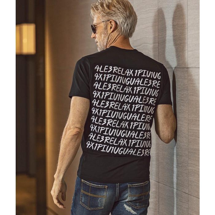 1PIU1UGUALE3 RELAX ゴルフ 総柄 文字プリント Tシャツ 1PIU1UGUALE3 RELAX ウノピゥウノウグァーレトレ 総柄ロゴモック