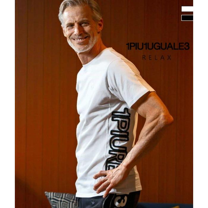 1PIU1UGUALE3 RELAX ウノピゥウノウグァーレトレ リラックス サガラ刺繍サイドロゴ半袖Tシャツ カットソー カジュアル スポーツ インナー | 1PIU1UGUALE3 RELAX