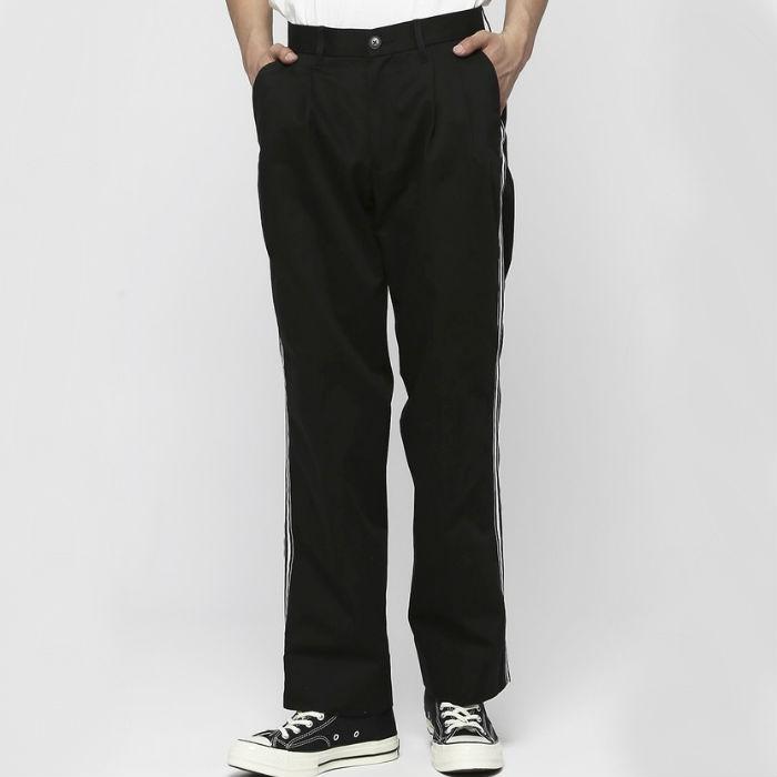 SALE 60%OFF VANQUISH ヴァンキッシュ サイドラインワイドチノパンツ メンズ ラインパンツ 太め ビッグシルエット ストリート ベージュ ブラック | VANQUISH | 04