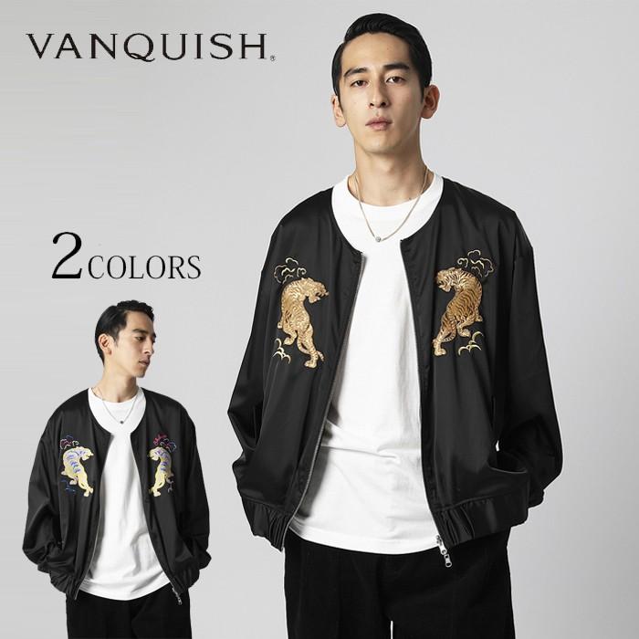 VANQUISH ヴァンキッシュ 虎刺繍ノーカラー MA-1 スカジャン VANQUISH ヴァンキッシュ 虎刺繍ノーカラー MA-1 スカジャン