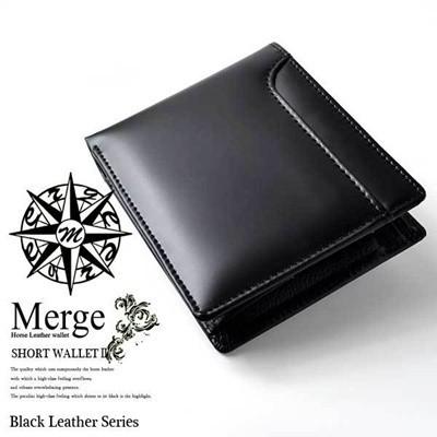 馬革 二つ折り財布 財布 折り財布 メンズ 紳士 高品質 黒 ブラック