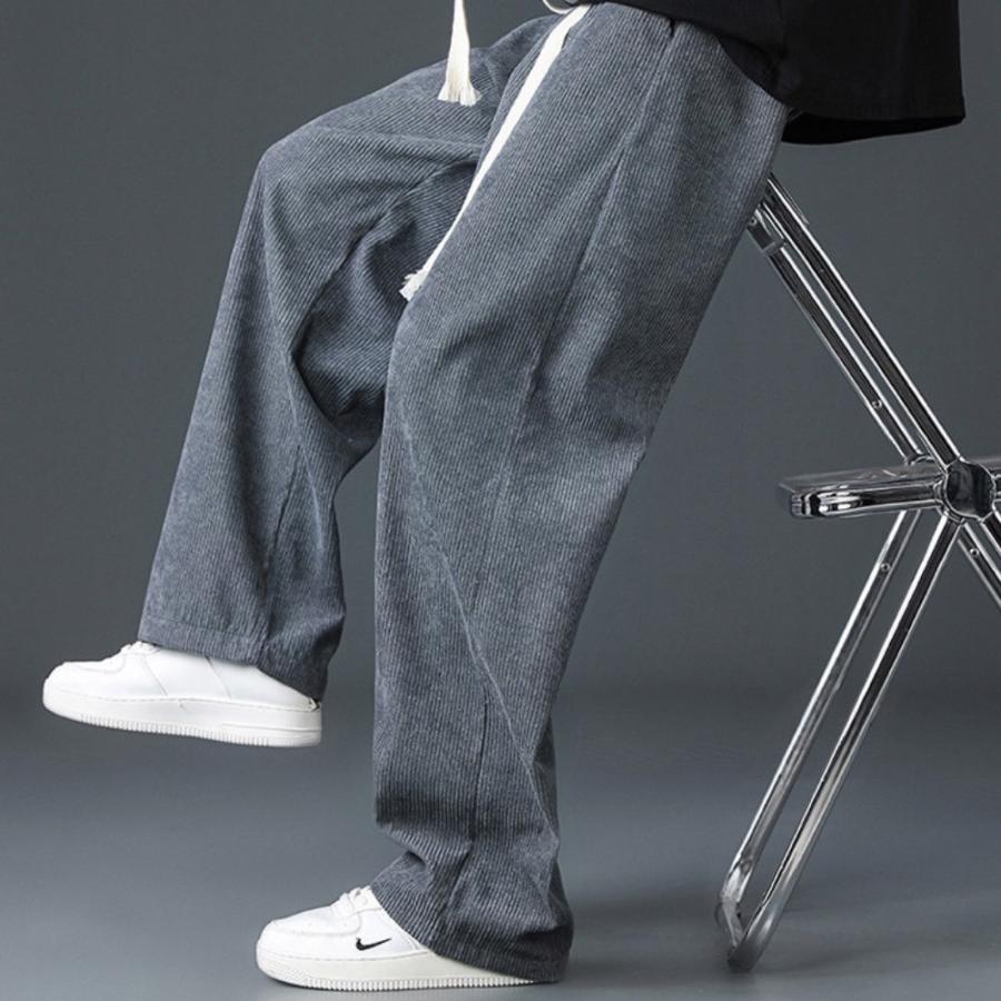 リブワイドパンツ メンズ イージーパンツ リブ スラックス カジュアルパンツ ボトムス おしゃれ 動きやすい ブラック グレー |  | 14