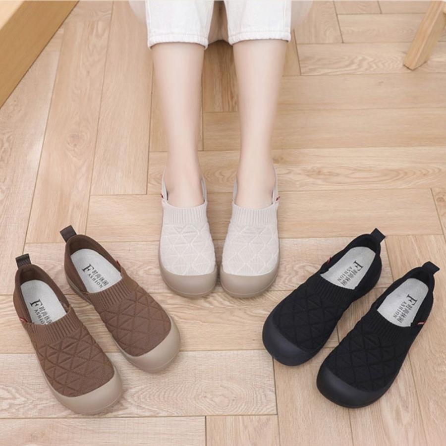 スリッポン レディース スニーカー フラットシューズ パンプス 軽量 通気性 歩きやすい ルームシューズ ブラック ブラウン ベージュ |  | 14