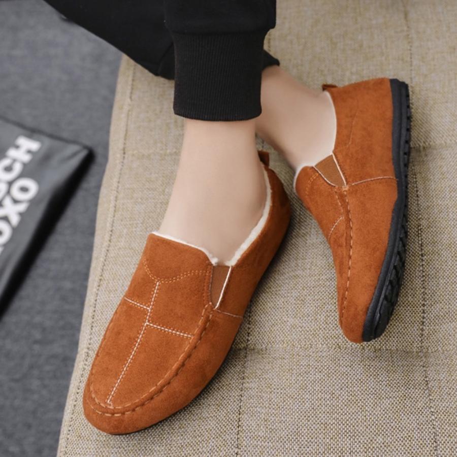 モカシン メンズ 内ボア ファー スウェード 軽量 ドライビングシューズ