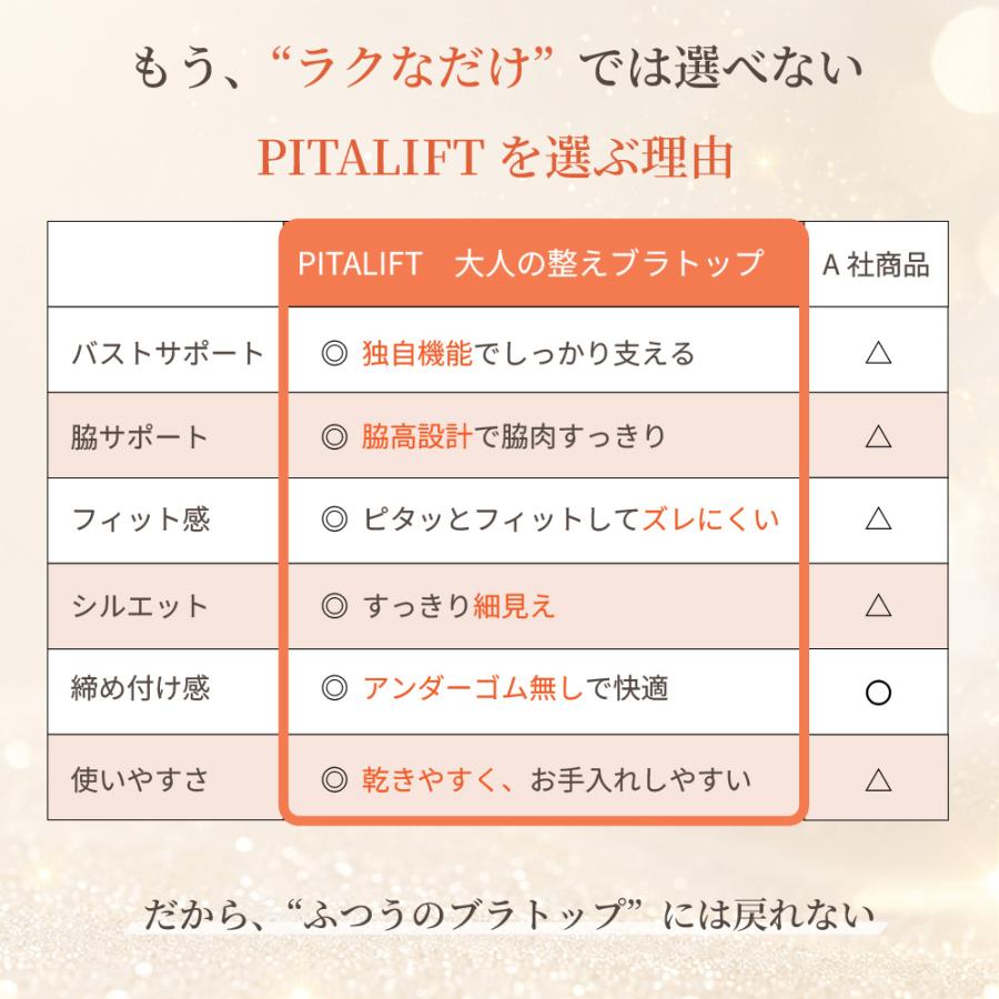 【6/11以降発送 補正下着メーカーが本気で作ったブラトップ】BFP05 PITALIFT おとなの整えブラトップ ブラキャミ カップ付きインナー タムラのやさしい補正下着 |  | 16