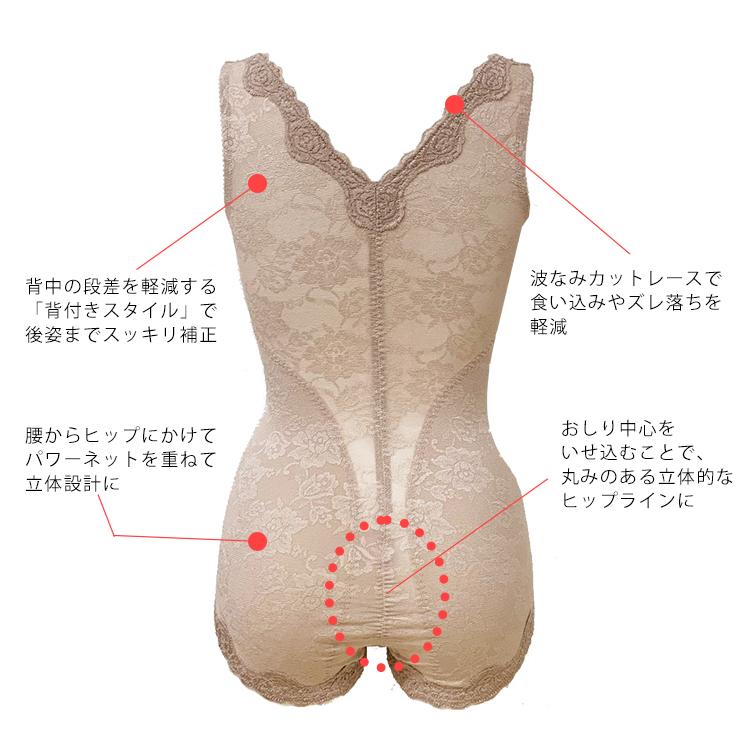 【50％OFF】補正下着 ボディスーツ タムラ 人気 ノンワイヤー 40代 50代 60代 花柄パワーネットボディスーツ YTN07[M便 1/1] | TAMURA | 09