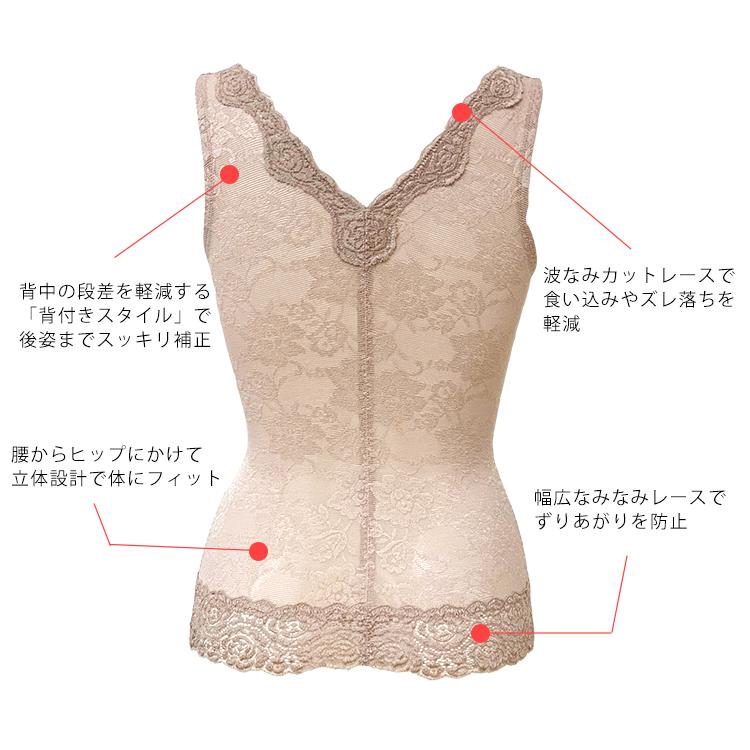 【50％OFF】補正下着 ボディシェイパー カップ付きインナー 綿混 タムラ ノンワイヤー 40代 50代 60代 花柄パワーネットボディシェイパーYTP07[M便 1/1] | TAMURA | 10