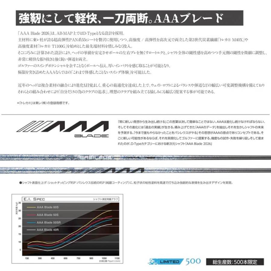 500本限定 PRGR プロギア スリーブ付シャフト Basileus AAA Blade 2026 