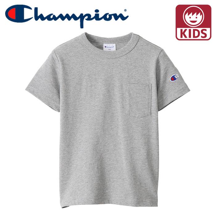 チャンピオン キッズ 半袖 ポケットTシャツ ショートスリーブ ロゴ CHAMPION 23SS CK-T303 070 グレー