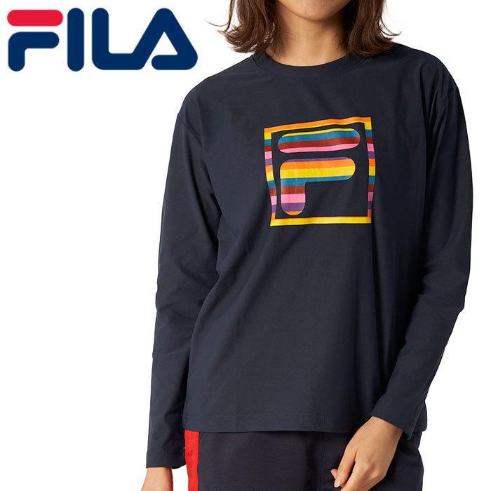 長袖 Fila レディース ロンt ストレッチ ロゴt カジュアル Tシャツ 紺 クルーネック Fila Nv ユーピースポーツ Yahoo 店 通販 Yahoo ショッピング