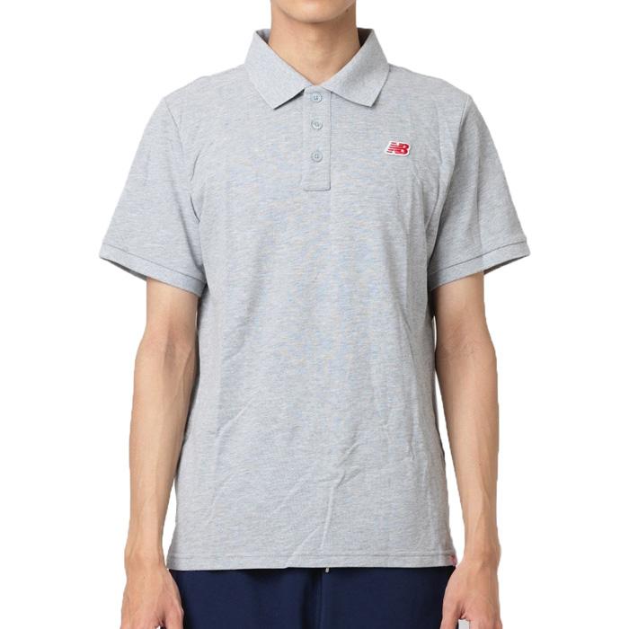 ニューバランス ピケポロシャツ 半袖ポロシャツ メンズ 無地 ロゴ グレー Amt Nb Amt Ag ユーピースポーツ Yahoo 店 通販 Yahoo ショッピング