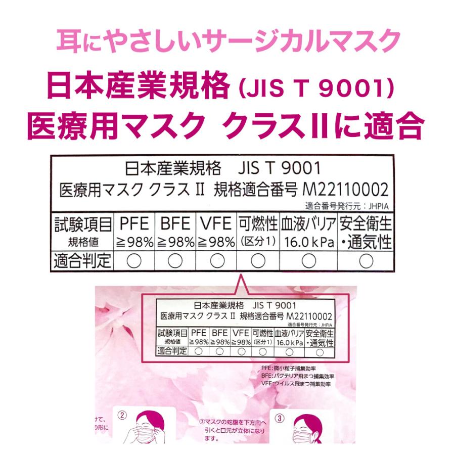 耳にやさしいサージカルマスク 小顔サイズ コーラル ピンク 50枚入 | 長谷川綿行 耳が痛くなりにくい ウイルス 飛沫 女性 3層構造 送料無料 JIS規格｜upswell｜06