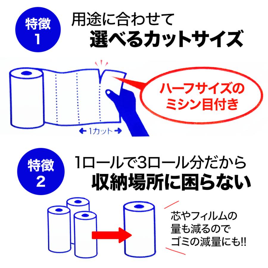 スコッティ キッチンタオル 3倍巻 (150カット×2ロール) 3個セット scottie | クレシア 長く使える 長持ち ミシン目付 やぶれにくい 油切り キッチンペーパー｜upswell｜02