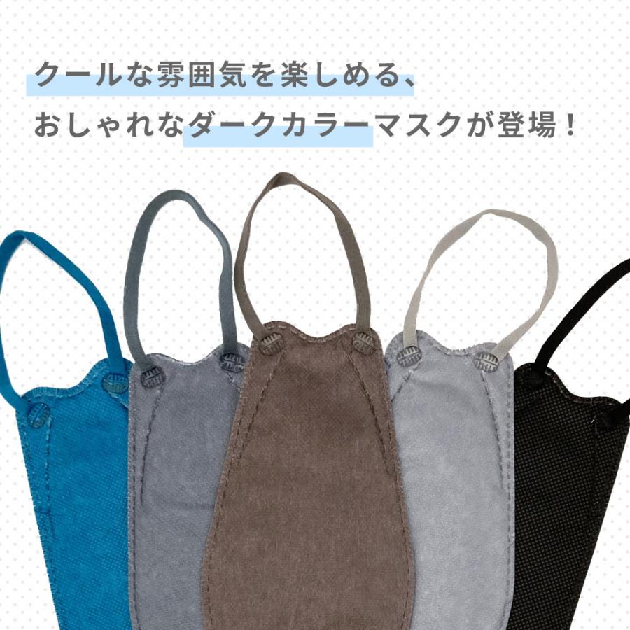 3D 立体マスク 20枚セット 選べるダークカラー 使い捨て 柳葉型 4層構造 女性 男性 おしゃれ かっこいい 韓国 黒 グレー ネイビー カーキ 個包装 | ブランド登録なし | 06