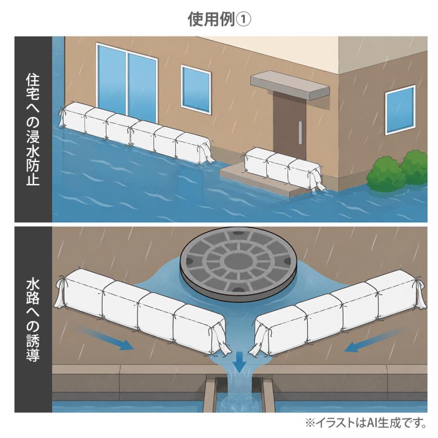 吸水土のう 単品 吸水土嚢袋 水で膨らむ 土嚢 連結タイプ 約8分 吸水 浸水対策 台風 大雨 豪雨 防災用品 コンパクト 収納 HDL-7356 |  | 03