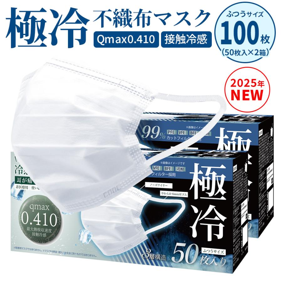 ヒロ・コーポレーション 冷感マスク 不織布 50枚 2箱 set 極冷 0.410