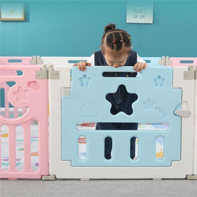 新作商品 ベビーサークル ベビーゲート 折りたたみ おしゃれ プレイヤード プラスチック ドア付き 扉ロック セーフティーゲート 赤ちゃん 柵 安全 長方 