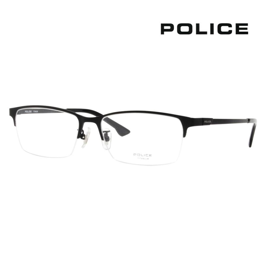 ポリス メガネフレーム POLICE VPL942J 0BK3　54 スクエア ハーフリム　ナイロール チタン 伊達 眼鏡 メガネ