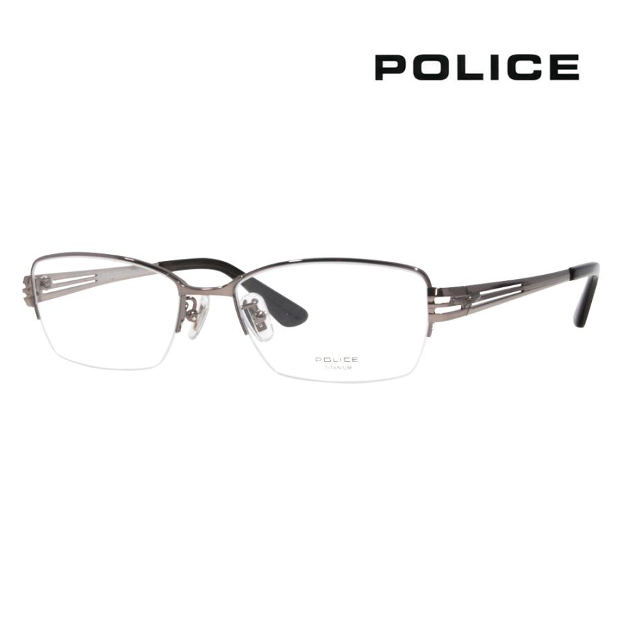 ポリス メガネフレーム POLICE VPLE69J 0568 54 スクエア ハーフリム　ナイロール チタン メンズ 伊達メガネ 眼鏡