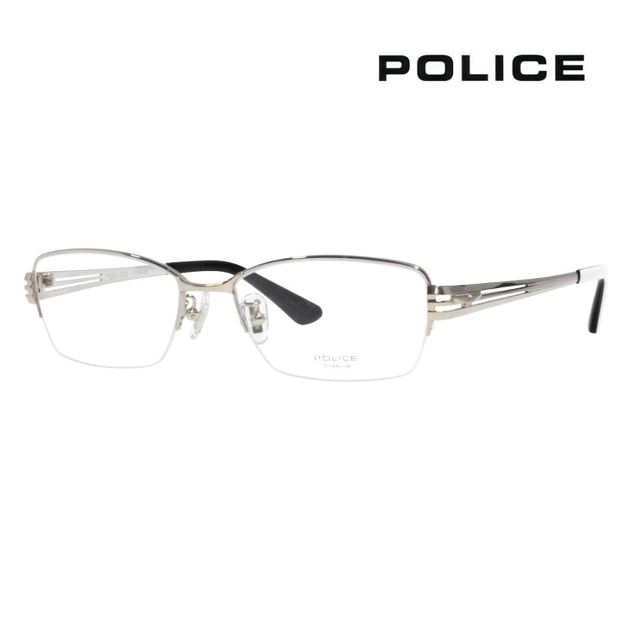 ポリス メガネフレーム POLICE VPLE69J 0579 54 スクエア ハーフリム　ナイロール チタン メンズ 伊達メガネ 眼鏡 | POLICE