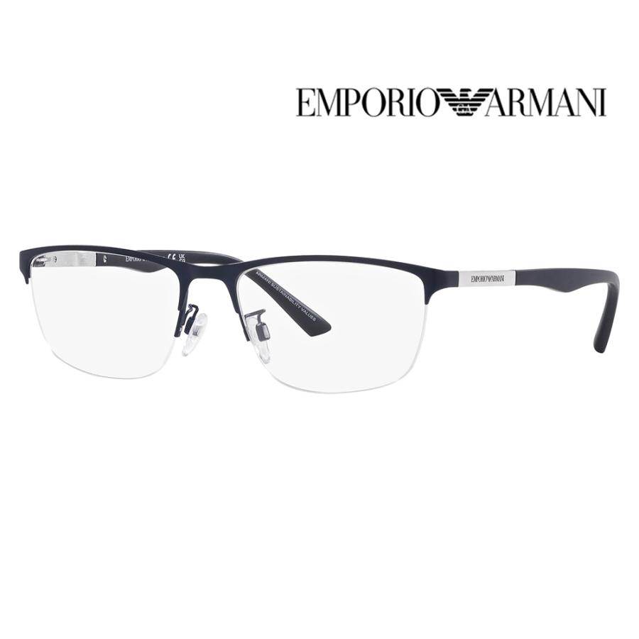 オススメ価格 EMPORIO ARMANI エンポリオアルマーニ EA1142 3018 54 伊達 メガネ 眼鏡 メタル スクエア メンズ ナイロール | EMPORIO ARMANI